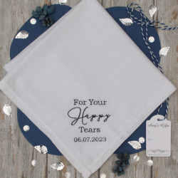 Happy Tears Gift Hanky Mans Personalised Handkerchief