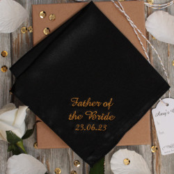 Personalised Keepsake Hanky Black Satin Gift Boxed Handkerchief