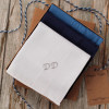 Mens Handkerchief Set Personalised Blue White Navy Hankies