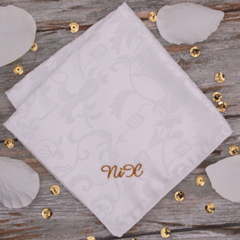 Satin Wedding Handkerchief Embroidered White Jacquard Hanky