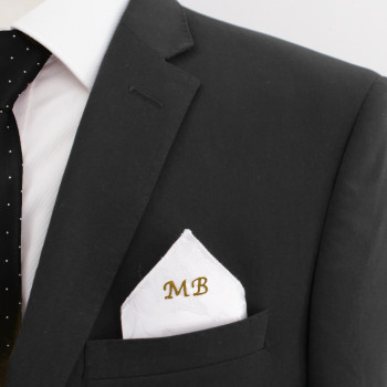 White Jacquard Pocket Square Personalised White Satin Jacquard