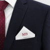 White Pocket Square Personalised Monogram Cotton