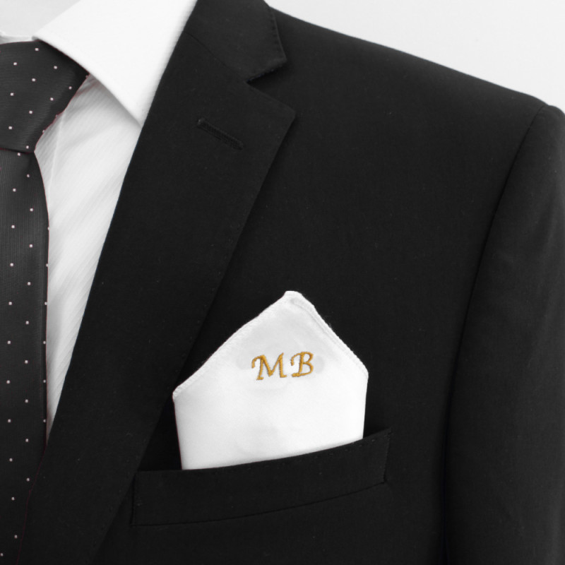 Personalised Satin Pocket Square White Glossy Satin Handkerchief
