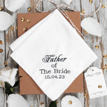 Personalised Wedding Hanky White Satin Gift Boxed Handkerchief