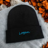 Kids Black Beanie Hat Personalised Childs Cuffed Hat