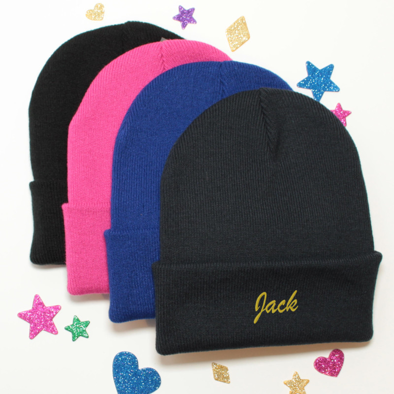 Childrens Beanie Hat Personalised Cuff Beanies