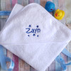 Personalised Hooded Baby Towel Baby Towel Embroidered Stars