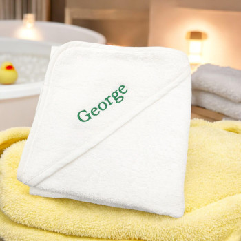 Personalised Baby Towel Embroidered White Hooded Towel