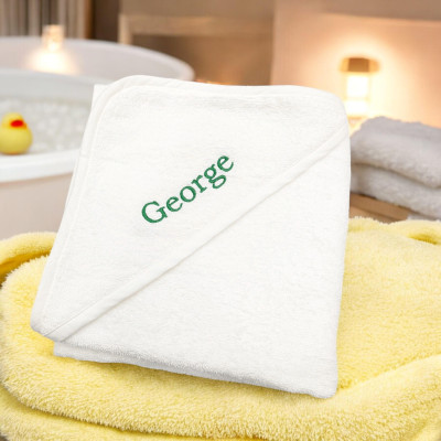 Personalised Baby Towel Embroidered White Hooded Towel