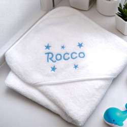 Personalised Hooded Baby Towel Baby Towel Embroidered Stars