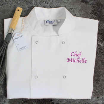 Ladies Chefs Jacket Personalised White Short Sleeve Tunic