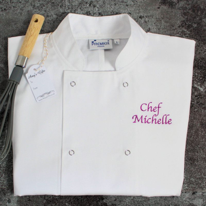 Ladies Chefs Jacket Personalised White Short Sleeve Tunic