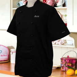 Ladies Chefs Jacket Embroidered Black Chef Tunic