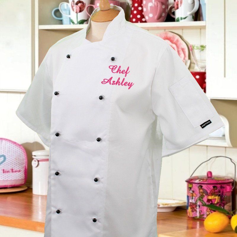 Personalised Ladies Chef Jacket White Chefs Tunic Embroidered
