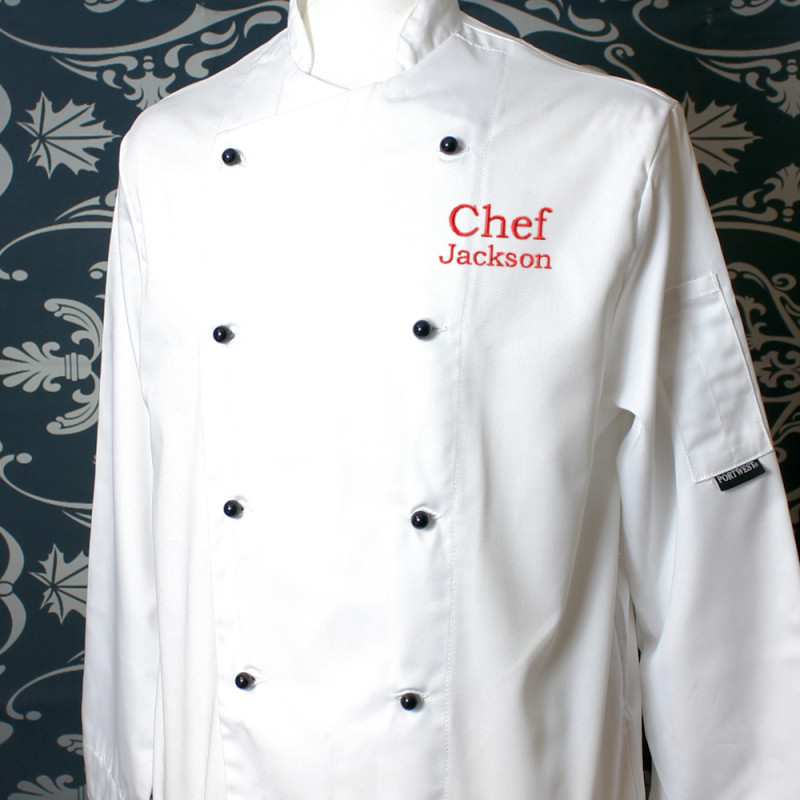 Personalised Chefs Jacket Long Sleeve Tunic with Embroidery