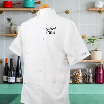 Personalised Chefs Jacket White Short Sleeve Press Stud Chef Jacket