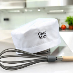 Skull Cap Personalised Chefs Hat White