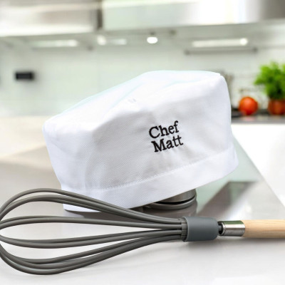 Skull Cap Personalised Chefs Hat White