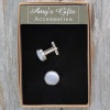 Cufflinks Gift Boxed Silver Satin Shirt Accessory