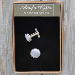 Cufflinks Gift Boxed Silver Satin Shirt Accessory