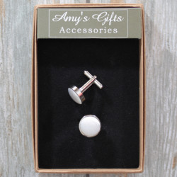 Cufflinks Gift Boxed White Satin Mens Accessory