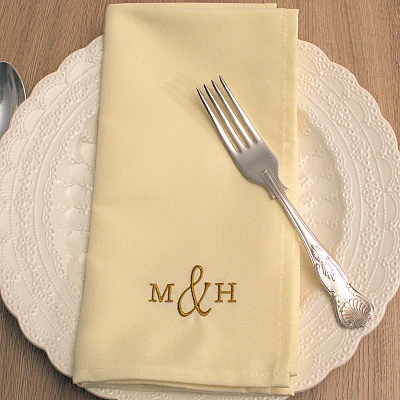 Personalised Cream Dinner Napkin Custom Embroidered Initials - personalised cloth napkin cream ivory initials