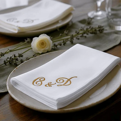 Personalised White Dinner Napkins Embroidered - white monogram cloth linen napkin gift