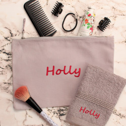 Personalised Accessories Case and Flannel Hair and Beauty Bag Set