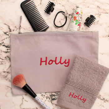 Personalised Accessories Case and Flannel Hair and Beauty Bag Set