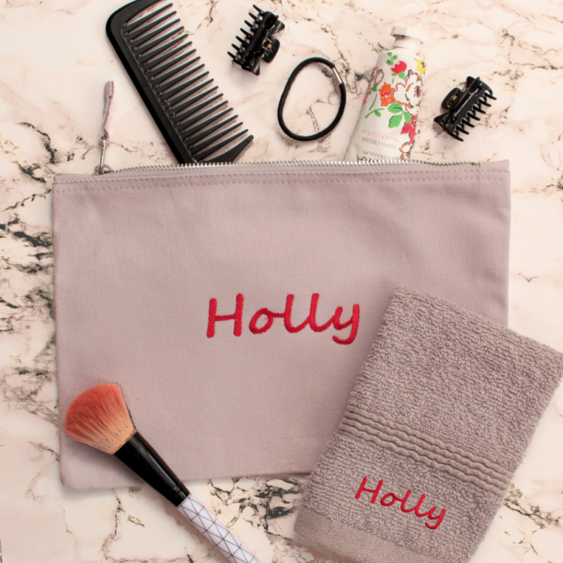 Personalised Accessories Case and Flannel Hair and Beauty Bag Set