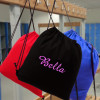Personalised Cotton Drawstring Bag Black Shoes or Sports Bag