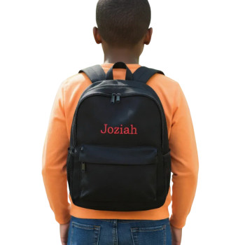 Personalised School Backpack Kids Named Black Bag