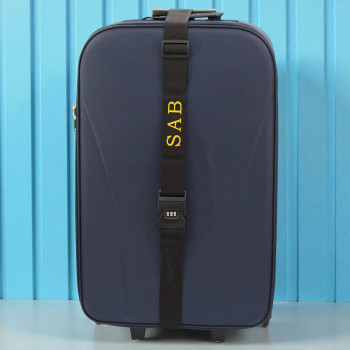 Luggage Strap Personalised Embroidered Black Suitcase Strap