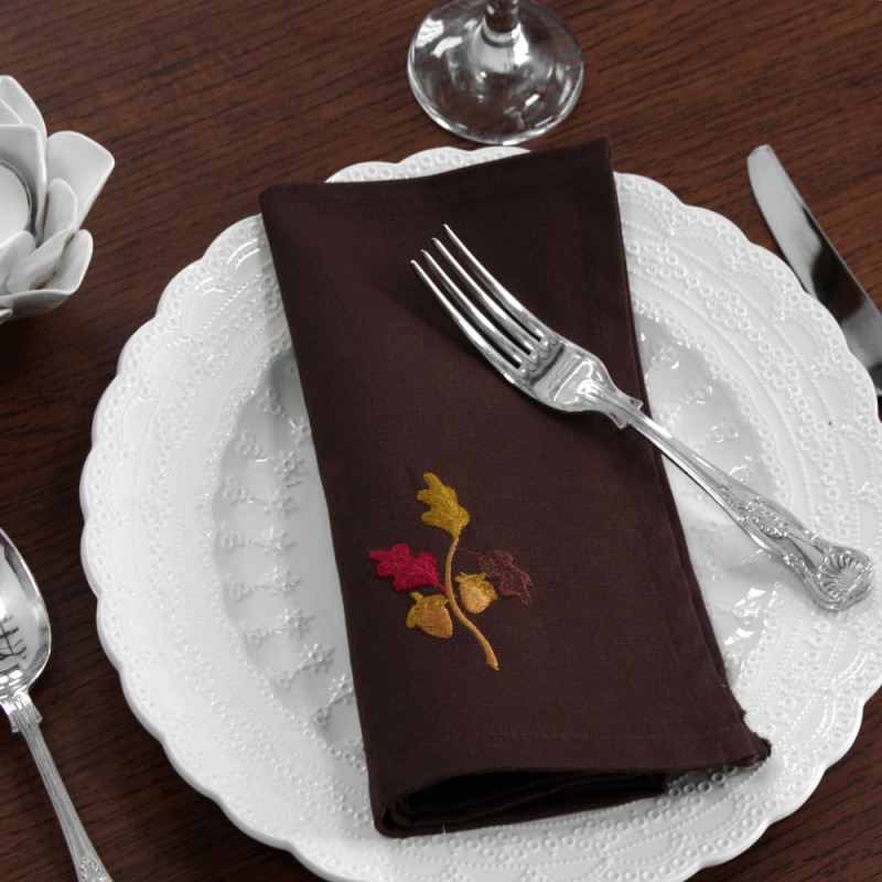 Personalised Table Napkins Autumn Leaves Dinner Napkin