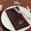 Personalised Cotton Napkins Initials Embroidered Brown Dinner Napkin
