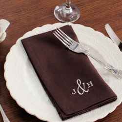 Personalised Cotton Napkins Initials Embroidered Brown Dinner Napkin