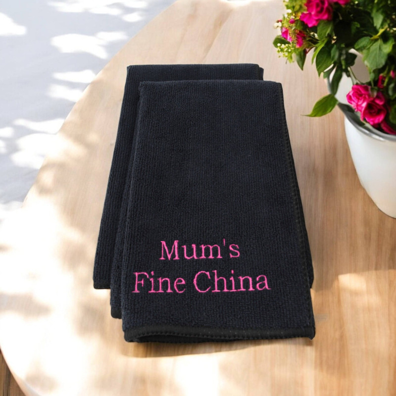 Black Microfibre Cloths Personalised Cleaning Cloth Gift Set