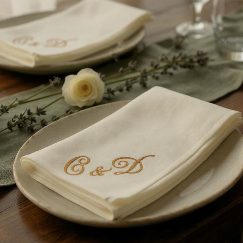 Personalised Cloth Napkins Large Luxury Cream Dinner Napkin