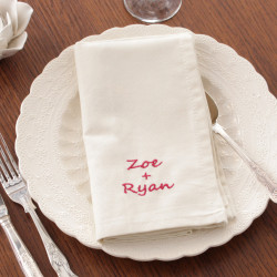 Personalised Napkins Couples Names Embroidered Cloth Napkin