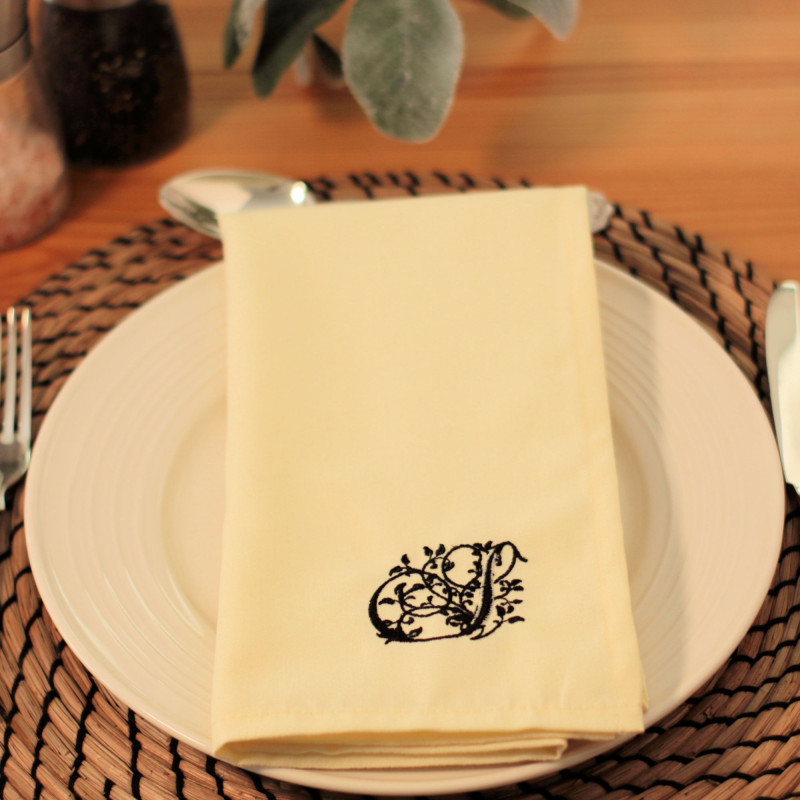 Personalised Table Napkins Filigree Floral Monogrammed Napkin