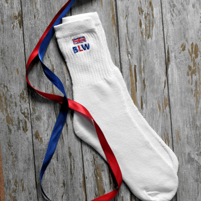Personalised Sports Socks Mens White Socks Flag Motif