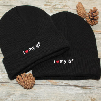 Personalised Beanie Hats Set I Love My Black Beanies