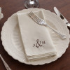 Personalised Cloth Napkins Initials Embroidered Cream Dinner Napkin