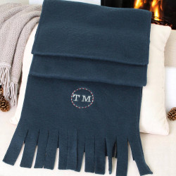 Personalised Fleece Scarf Mens Monogram Navy Scarf