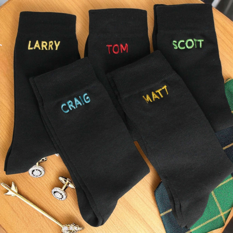 Personalised Socks Mens Black Cotton Socks