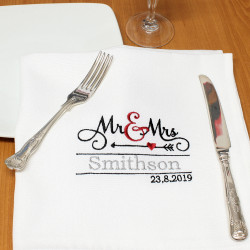Embroidered Wedding Napkins Mr and Mrs Personalised Napkin