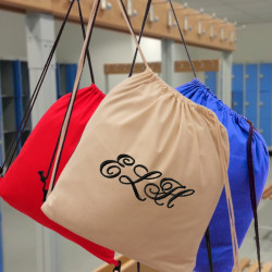 Personalised Drawstring Bag Natural Cotton Shoes Dance or Gym Bag