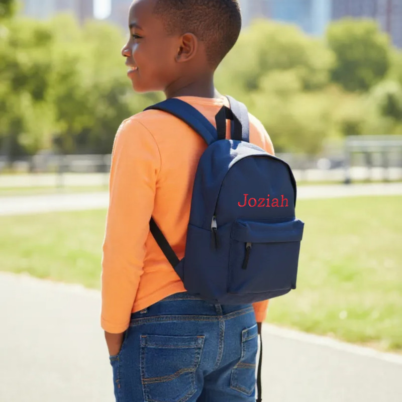 Personalised School Backpack Navy Named Kids Bag