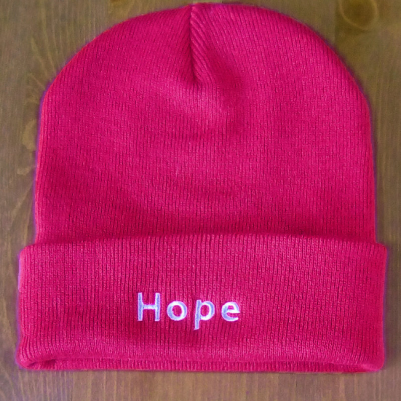 Personalised Beanie Cuffed Hat Dark Pink