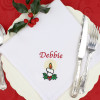Personalised Christmas Napkin Candle Embroidered Napkin